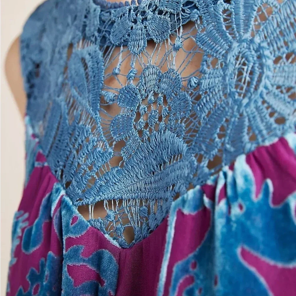 Anthropologie Lace Velvet Top/Blouse size Medium - Picture 7 of 9